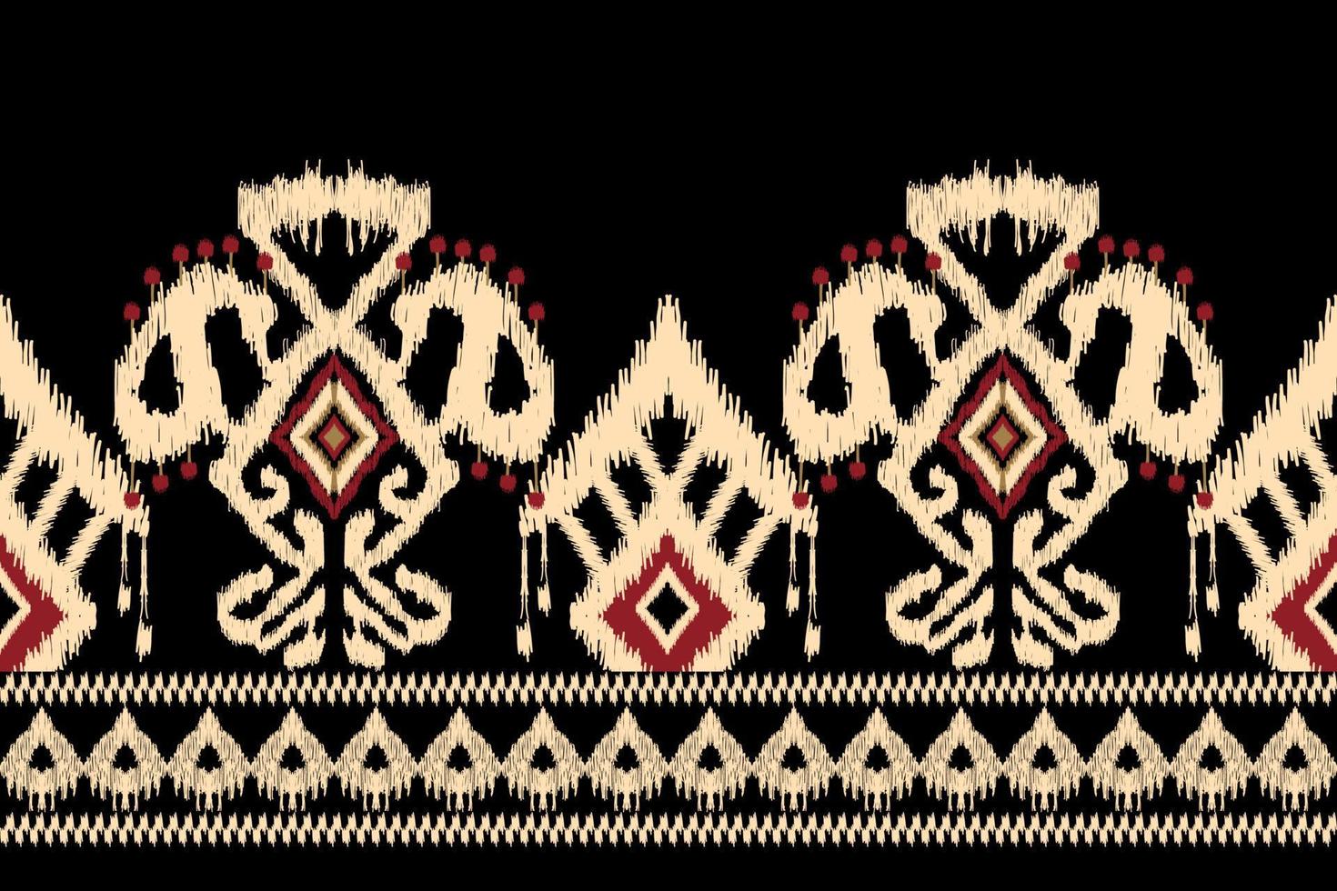bordado floral ikat paisley sobre fondo negro.patrón oriental étnico geométrico tradicional.ilustración vectorial abstracta de estilo azteca.diseño para textura,tela,ropa,envoltura,decoración,sarong. vector