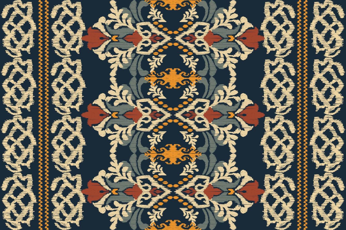Ikat floral paisley embroidery on blue background.geometric ethnic oriental pattern traditional.Aztec style abstract vector illustration.design for texture,fabric,clothing,wrapping,decoration,scarf.