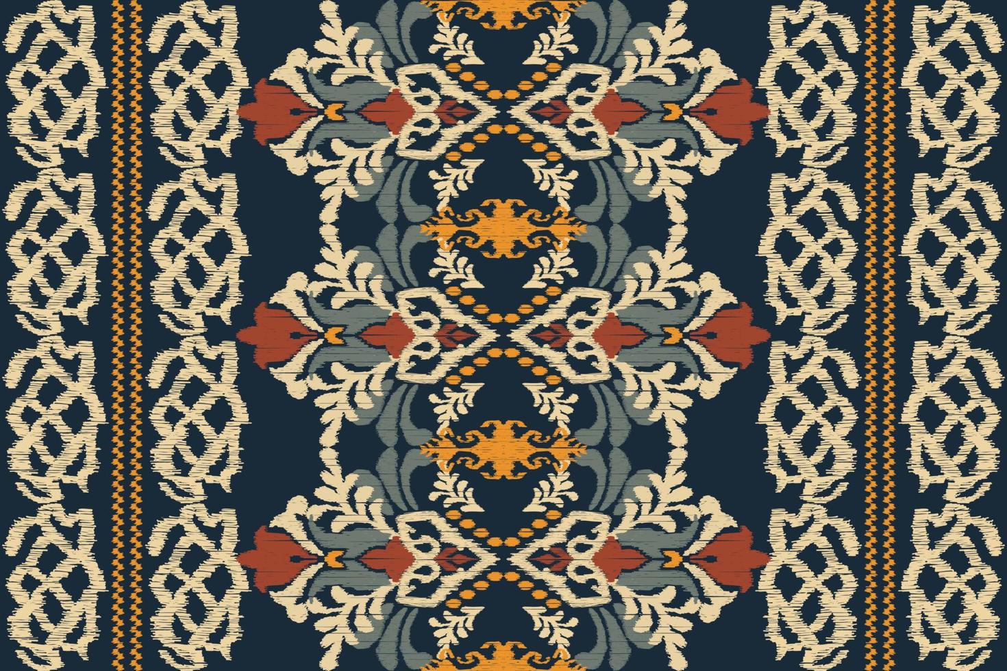 bordado floral ikat paisley sobre fondo azul.patrón oriental étnico geométrico tradicional.ilustración vectorial abstracta de estilo azteca.diseño para textura,tela,ropa,envoltura,decoración,bufanda. vector