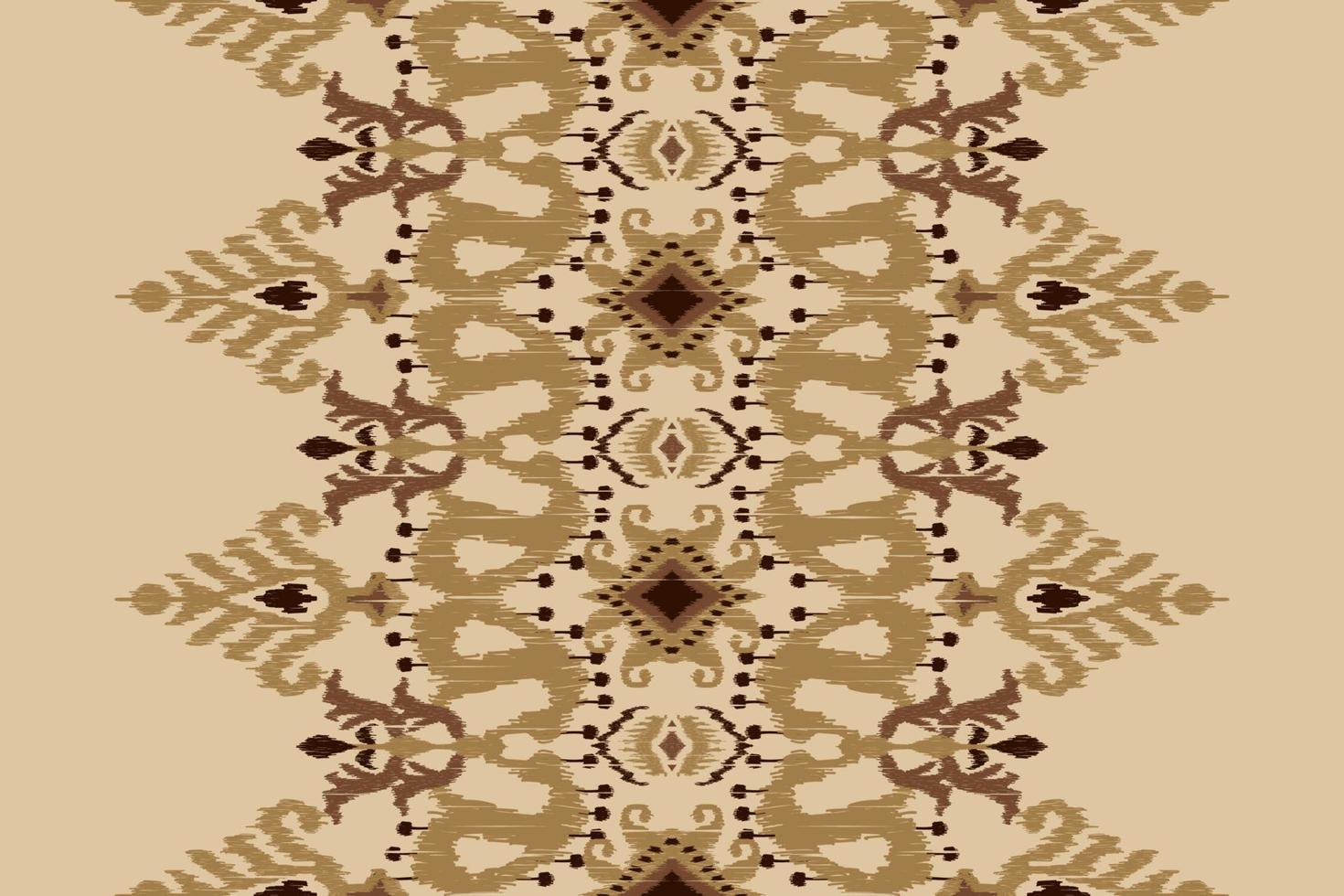 Ikat floral paisley embroidery on brown background.geometric ethnic oriental pattern traditional.Aztec style abstract vector illustration.design for texture,fabric,clothing,wrapping,decoration,scarf.