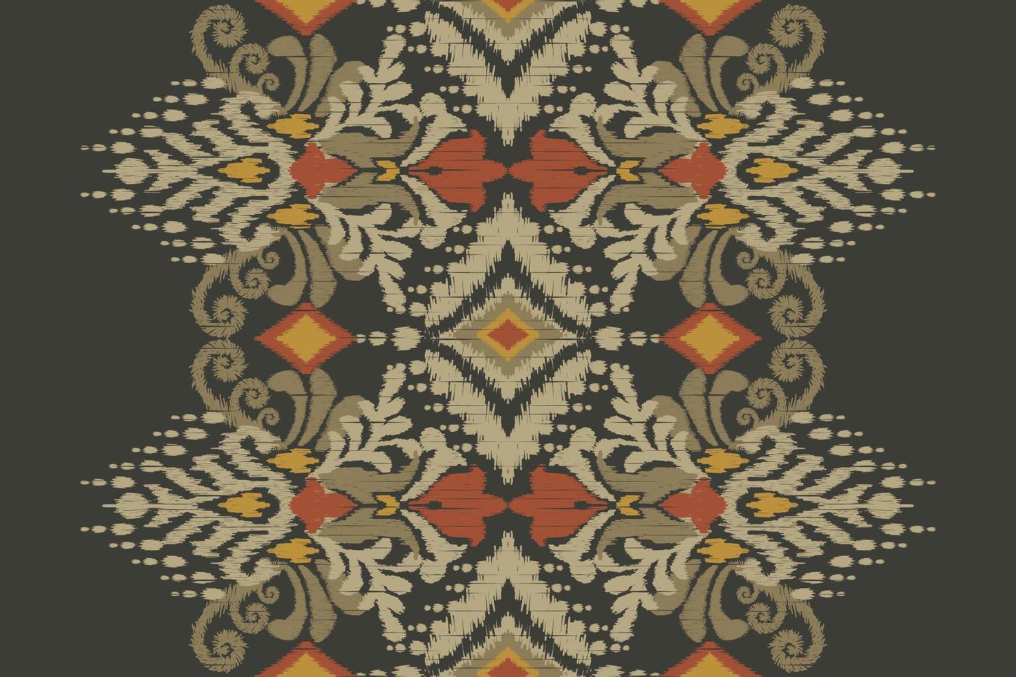 Ikat floral paisley embroidery on black background.geometric ethnic oriental pattern traditional.Aztec style abstract vector illustration.design for texture,fabric,clothing,wrapping,decoration,scarf.