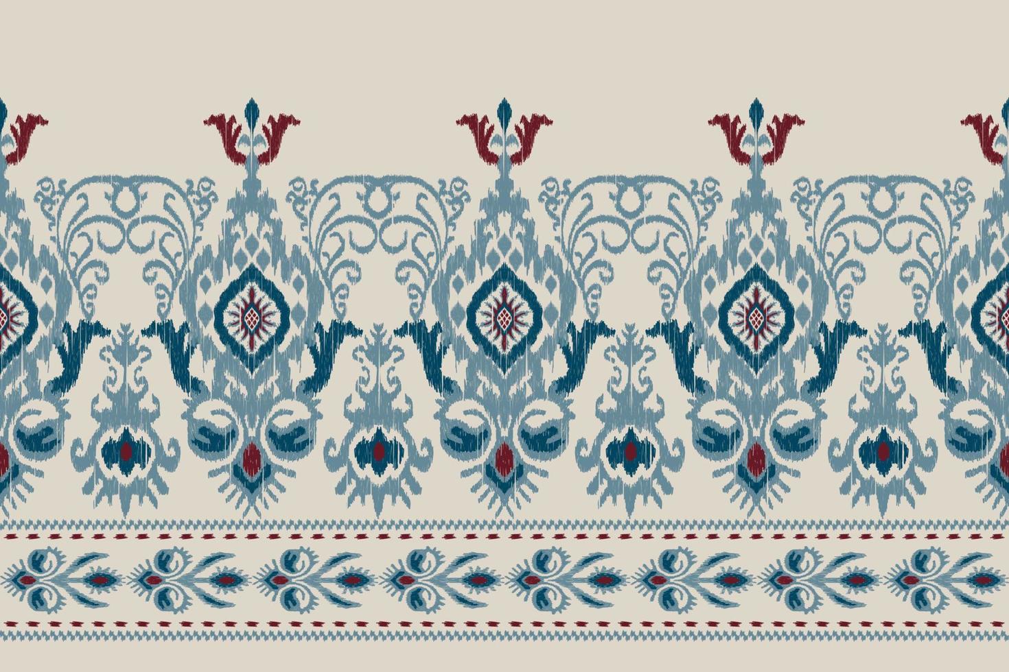 bordado floral ikat paisley sobre fondo gris.patrón oriental étnico geométrico tradicional.ilustración vectorial abstracta de estilo azteca.diseño para textura,tela,ropa,envoltura,decoración,sarong. vector