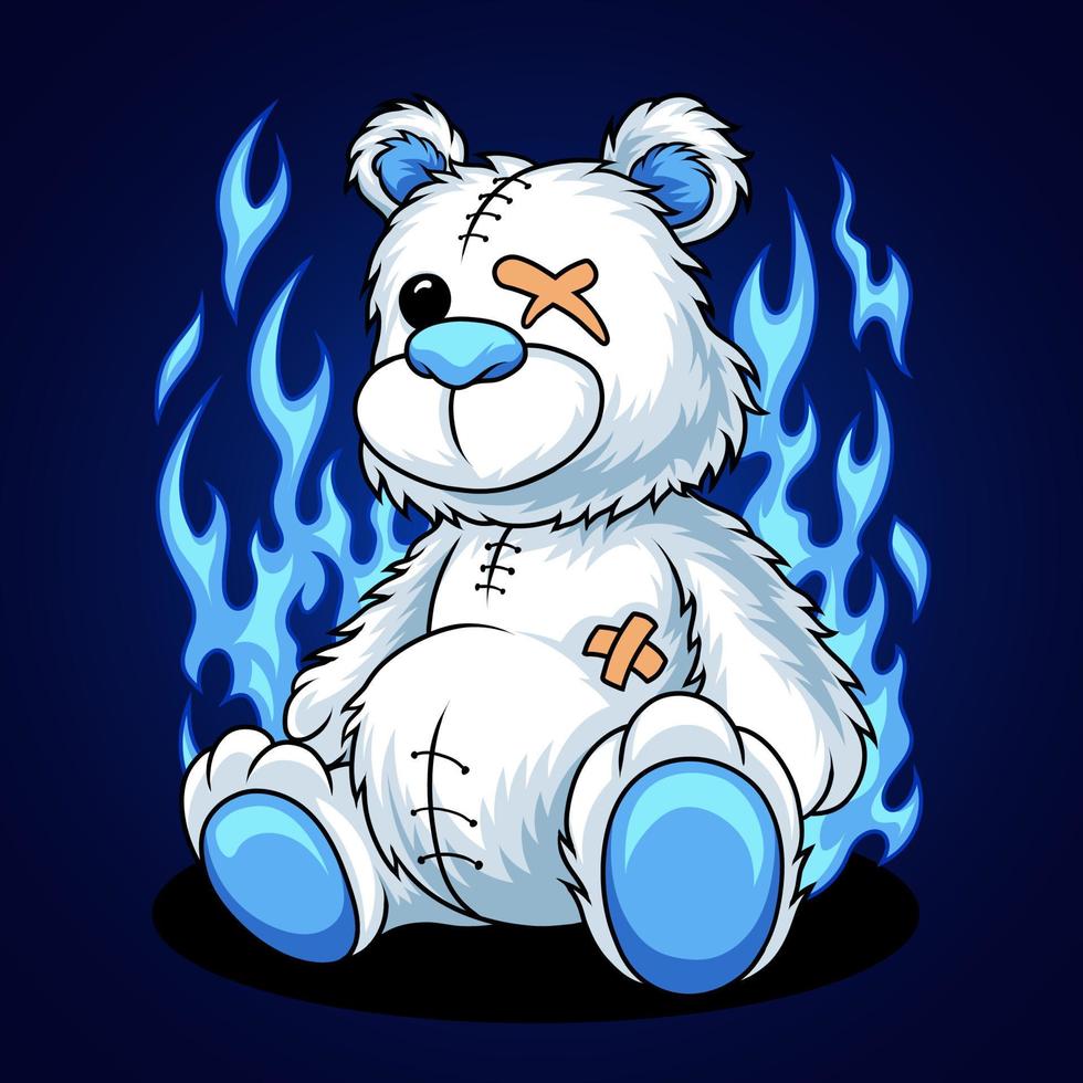 Ice teddy bear doll vector