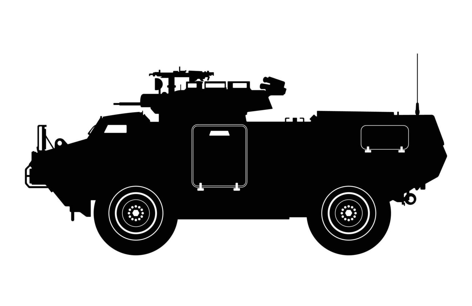 Military Armored Fighting Vehicle Silhouette, Land Force, Army Weapon armoured Car vector