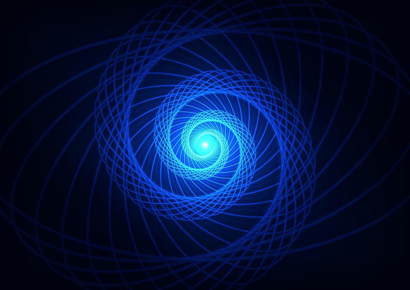 Abstract light line spiral space technology neon center blue background vector