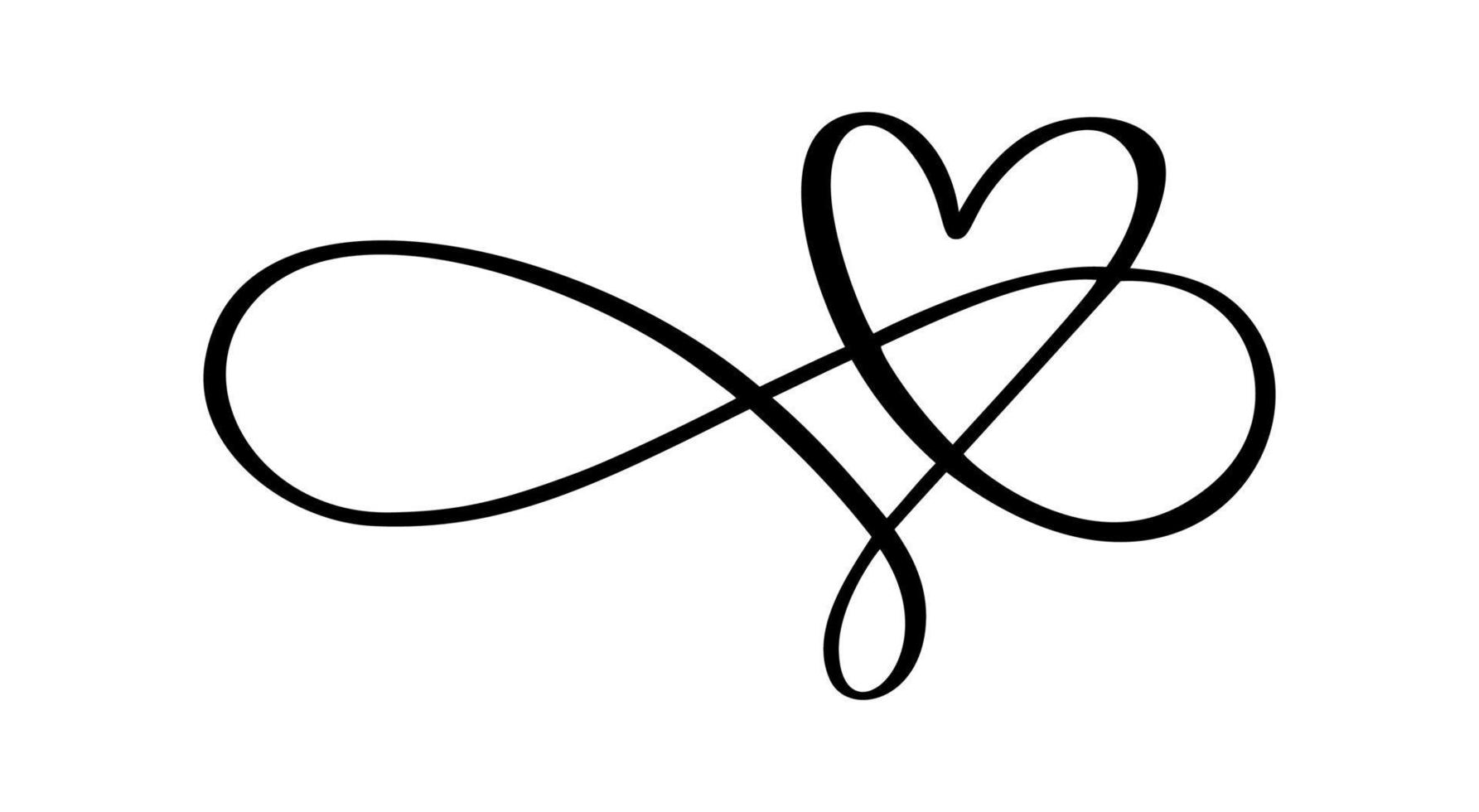 Vector heart love sign forever valentine day. Infinity romantic symbol linked, join, passion and wedding. Template for card, poster. Design flat element illustration