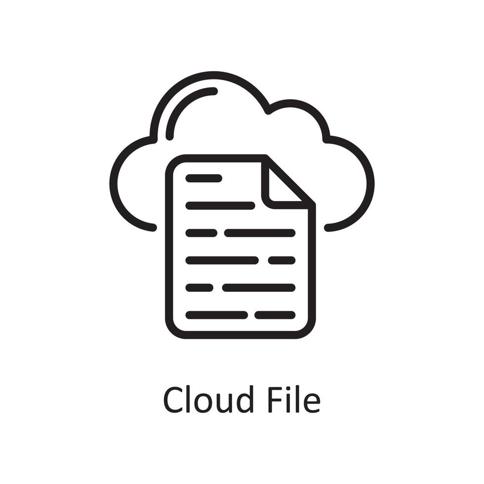 Cloud File outline icon Design illustration. Web Hosting And cloud Services Symbol on White backgroung EPS 10 File vector