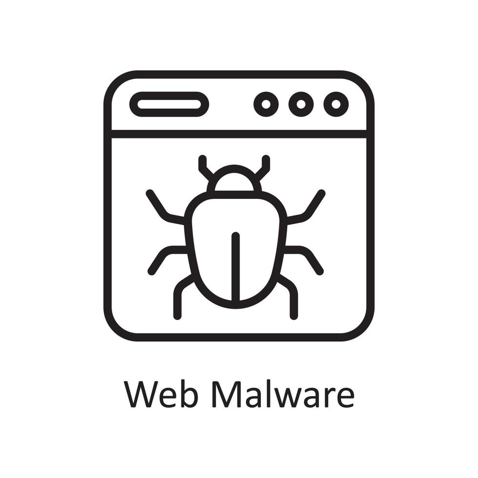 Web Malware outline icon Design illustration. Web Hosting And cloud Services Symbol on White backgroung EPS 10 File vector