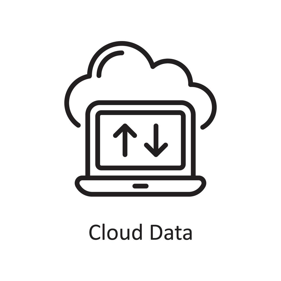 Cloud Data outline icon Design illustration. Web Hosting And cloud Services Symbol on White backgroung EPS 10 File vector