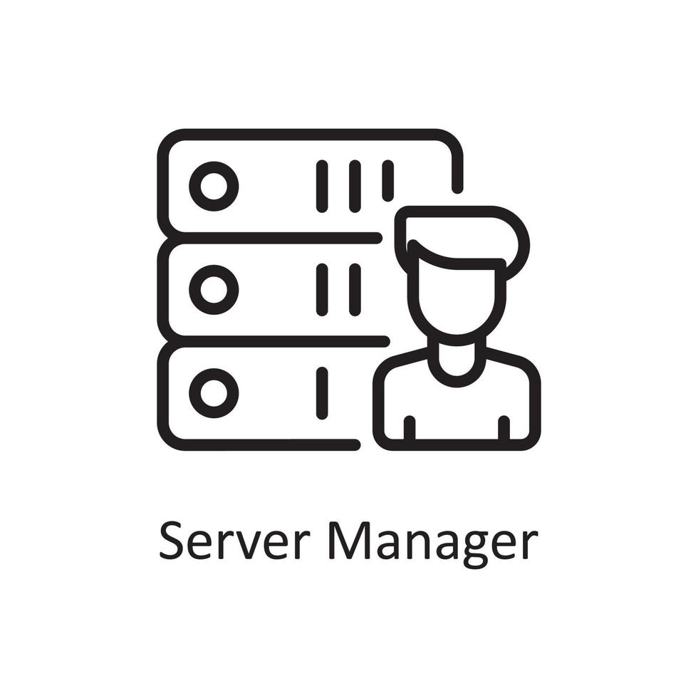Server Manager  outline icon Design illustration. Web Hosting And cloud Services Symbol on White backgroung EPS 10 File vector