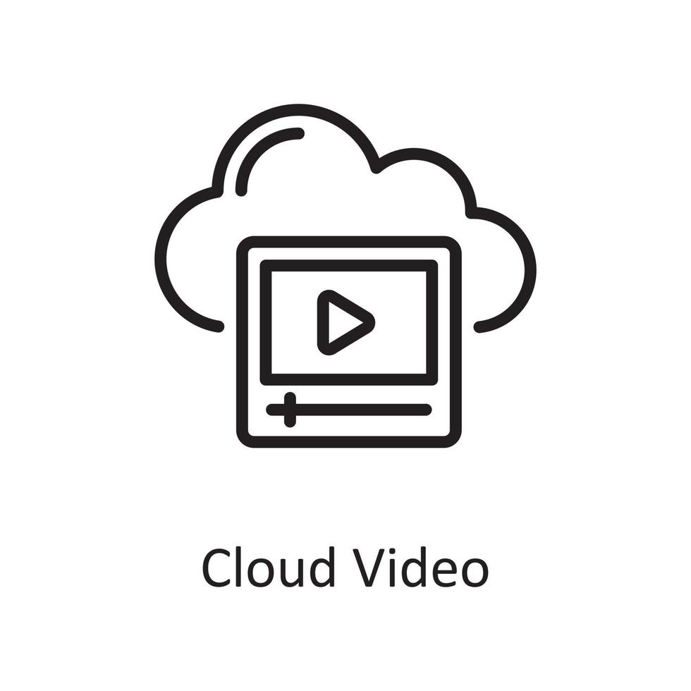 Cloud Video outline icon Design illustration. Web Hosting And cloud Services Symbol on White backgroung EPS 10 File vector