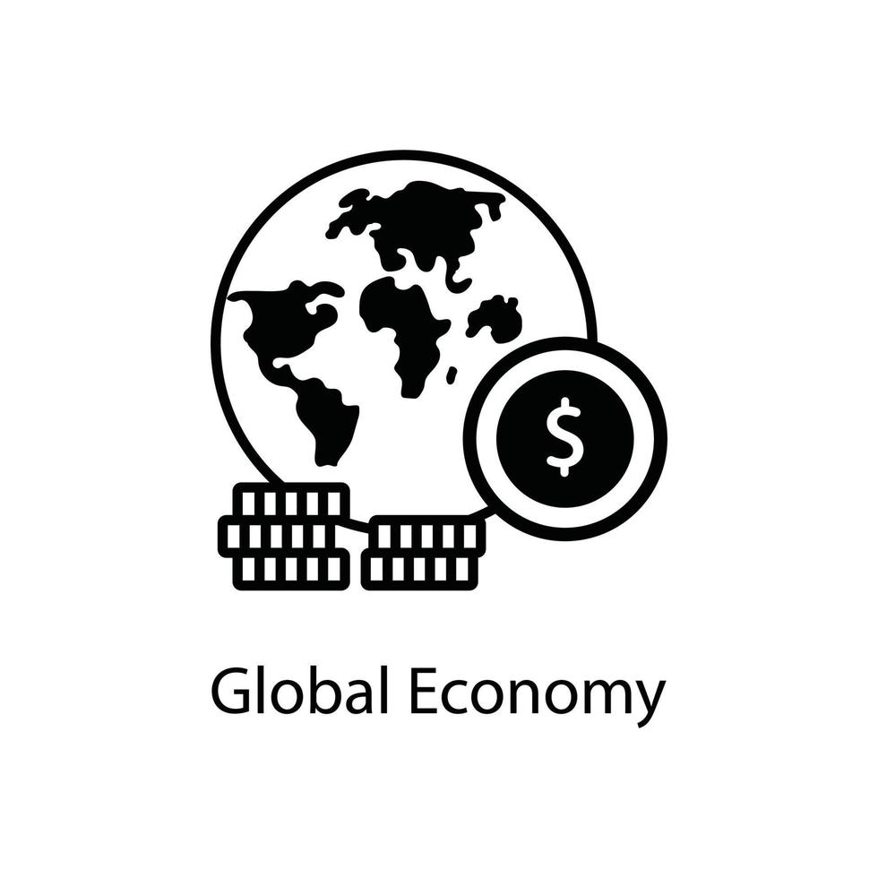 economía global vector contorno negocio e icono de estilo financiero. eps 10