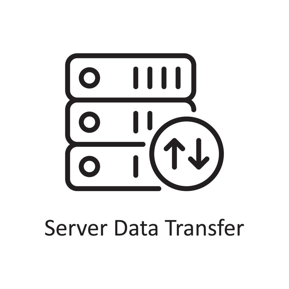 Server Data Transfer outline icon Design illustration. Web Hosting And cloud Services Symbol on White backgroung EPS 10 File vector