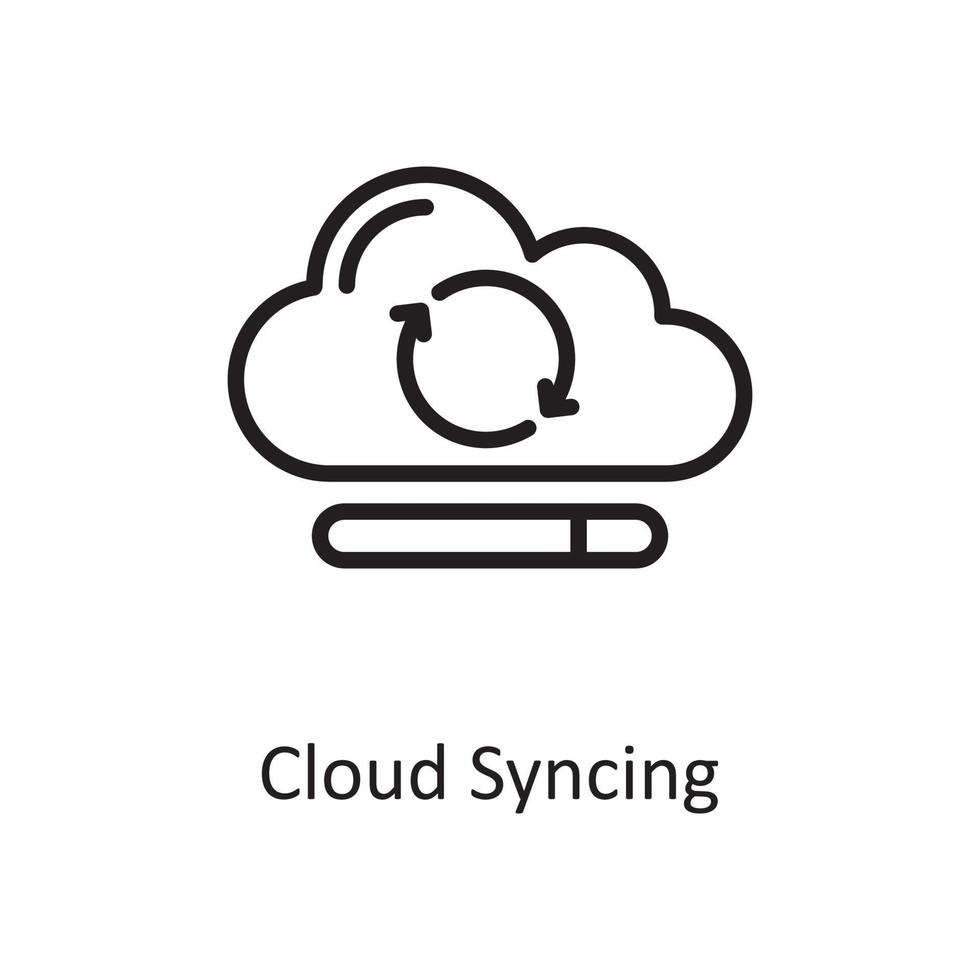 ilustración de diseño de icono de esquema de sincronización de nube. símbolo de alojamiento web y servicios en la nube en el archivo eps 10 de fondo blanco vector