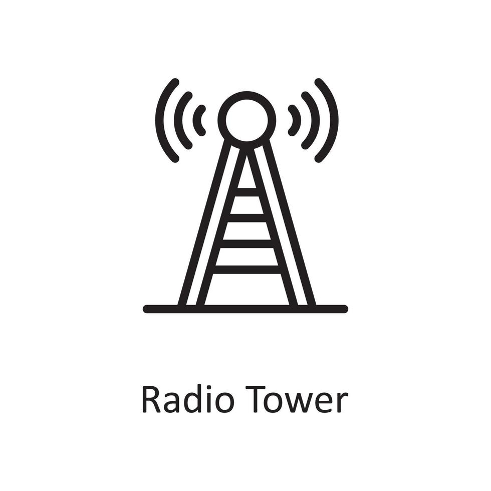 ilustración de diseño de icono de contorno de torre de radio. símbolo de alojamiento web y servicios en la nube en el archivo eps 10 de fondo blanco vector