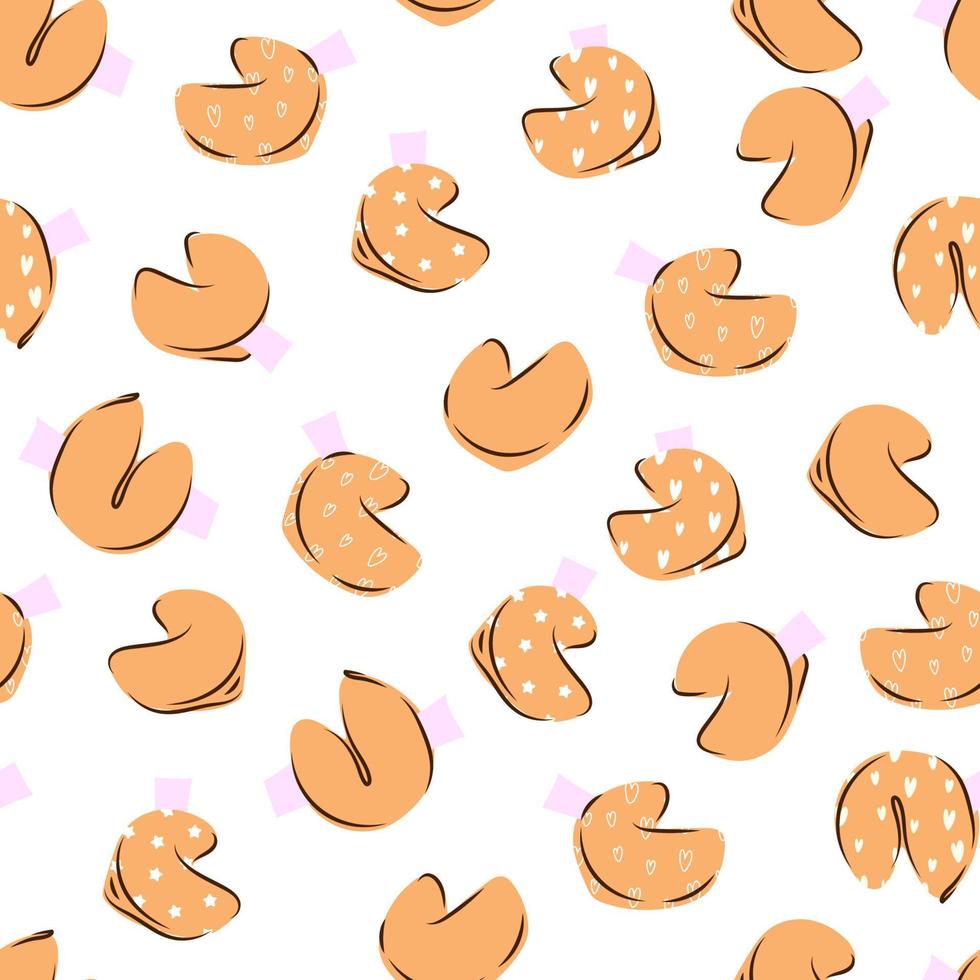 Fortune cookies. Sweet colorful pastry, chinese cookies witn notes inside. vector