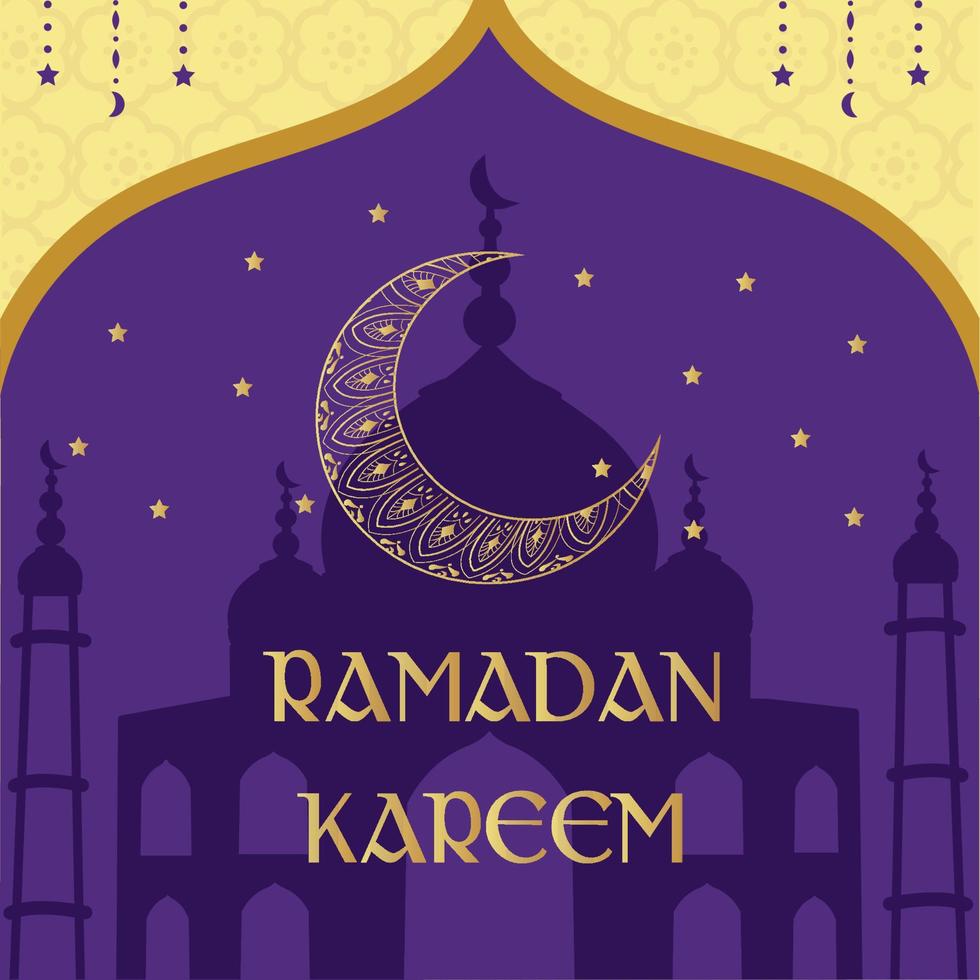 Ramadan Kareem. Islamic festival community prayers template for post, banner, card, poster, background. vector