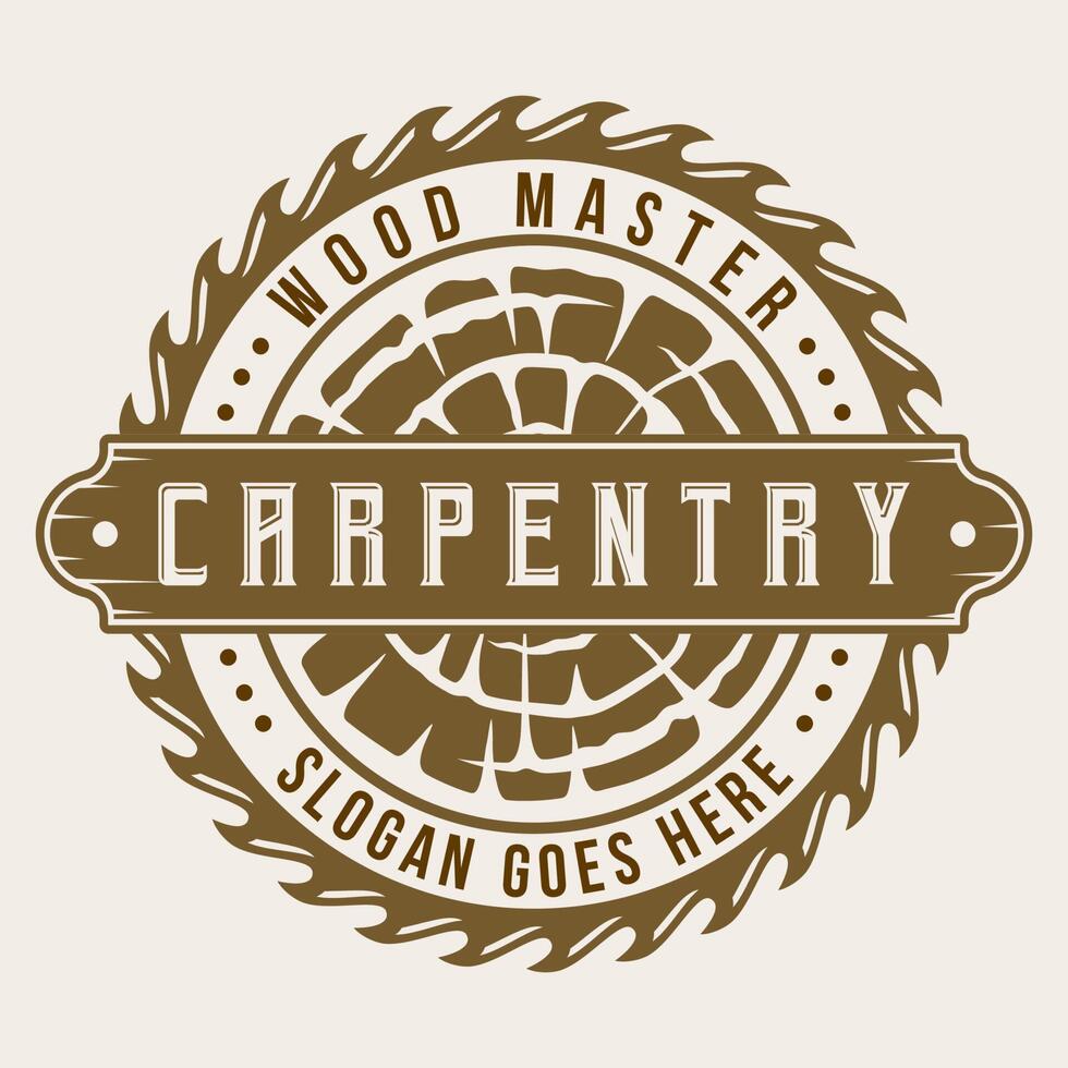 Vintage Carpentry Logo Wood Workers Badge Label Design Illustration Vector