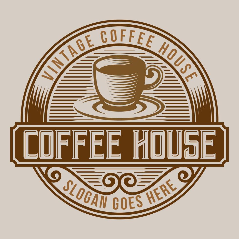 Coffee  Logo Vector Label Coffee Shop Been Cup Vintage Template Badge Illustration Design