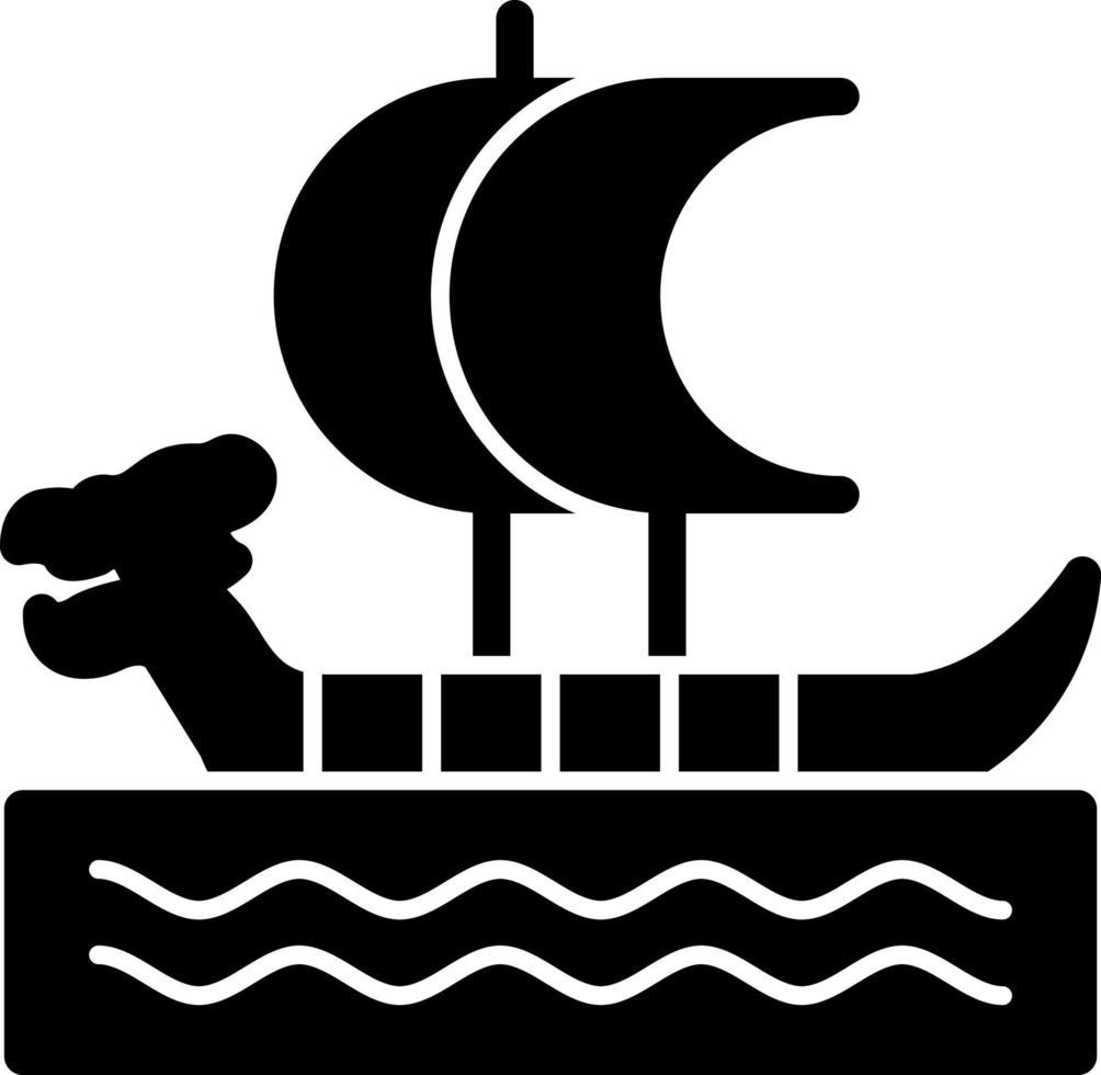 Viking Ship Vector Icon Design