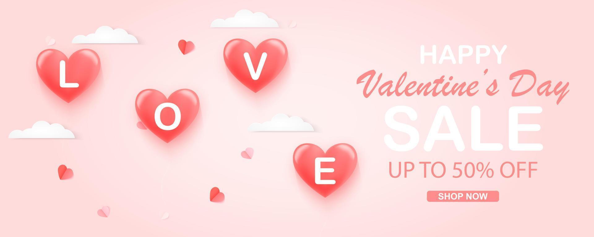 fondo de venta de san valentín con corazón. ilustración vectorial papel pintado, volantes, afiches, folletos, pancartas. símbolos vectoriales de amor por mujeres felices, madres, día de san valentín, cumpleaños vector