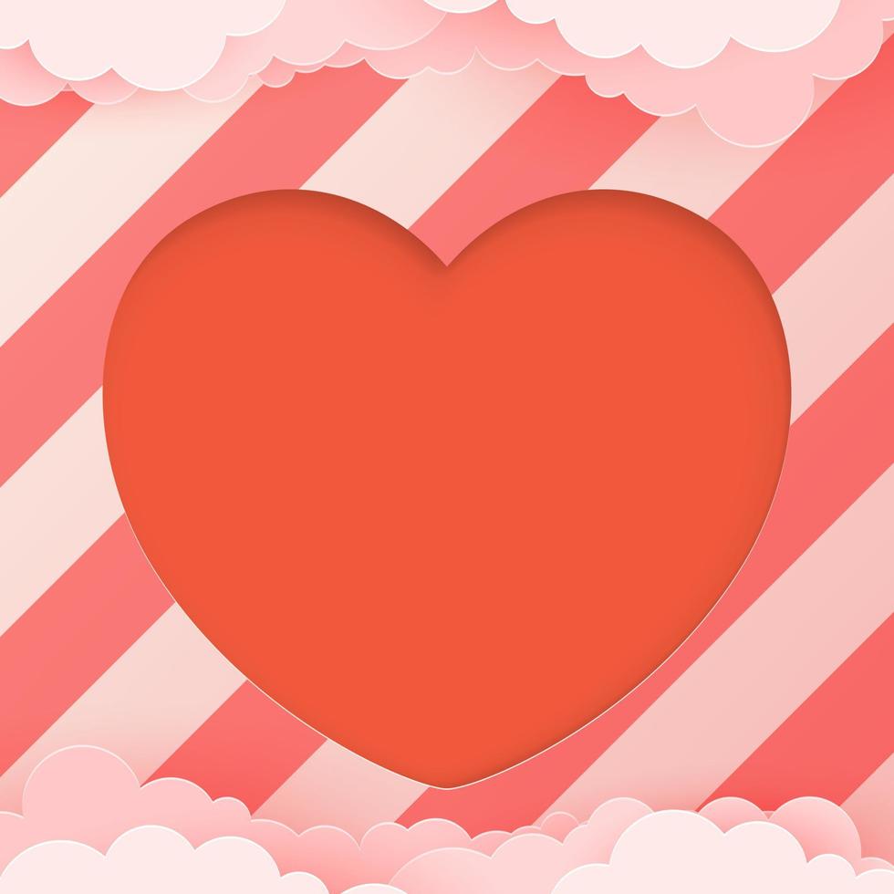 Happy Valentines Day Background with a heart shape papercut concept. Vector symbols of love for Happy Women's, Mother's, Valentine's Day, and birthday greeting card designs.