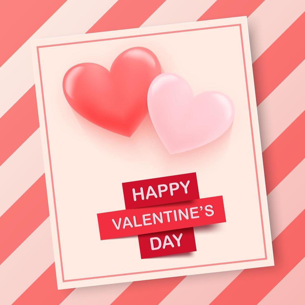 feliz fondo del día de san valentín con un fondo de corazón rosa 3d. símbolos vectoriales de amor por los diseños de tarjetas de felicitación de cumpleaños, día de San Valentín y mujeres felices. vector