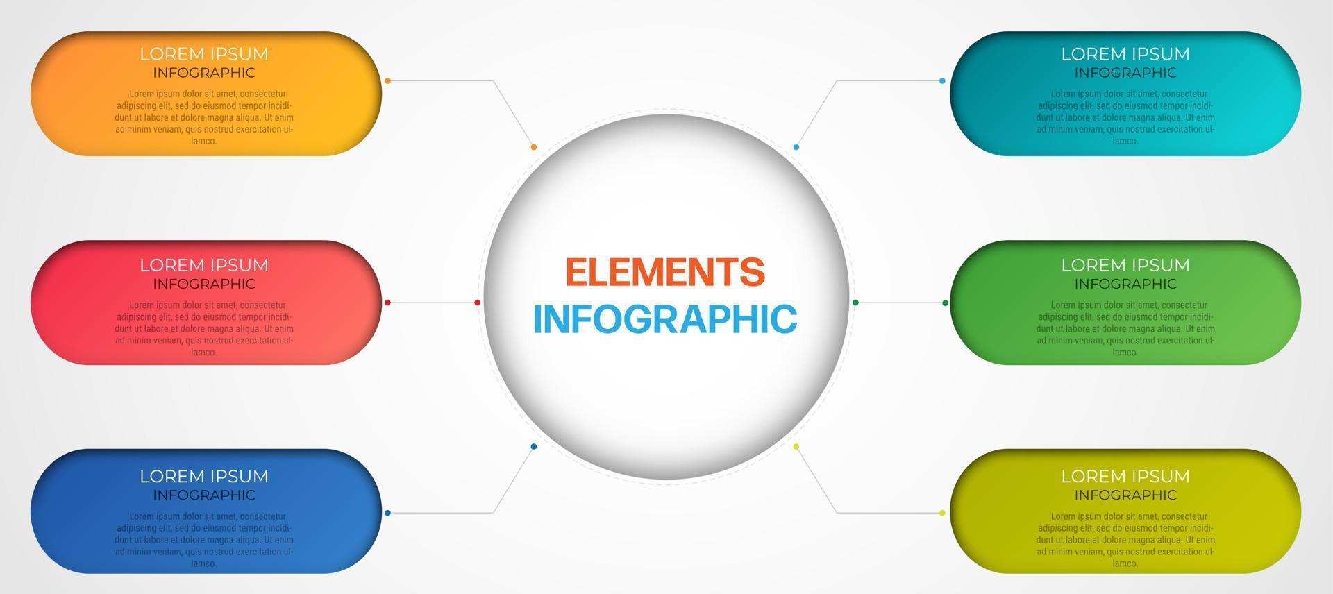 infografía de negocios. plantilla infográfica moderna. diagrama abstracto con 6 pasos, opciones, partes o procesos. plantilla de negocio vectorial para presentación. concepto creativo para infografía vector