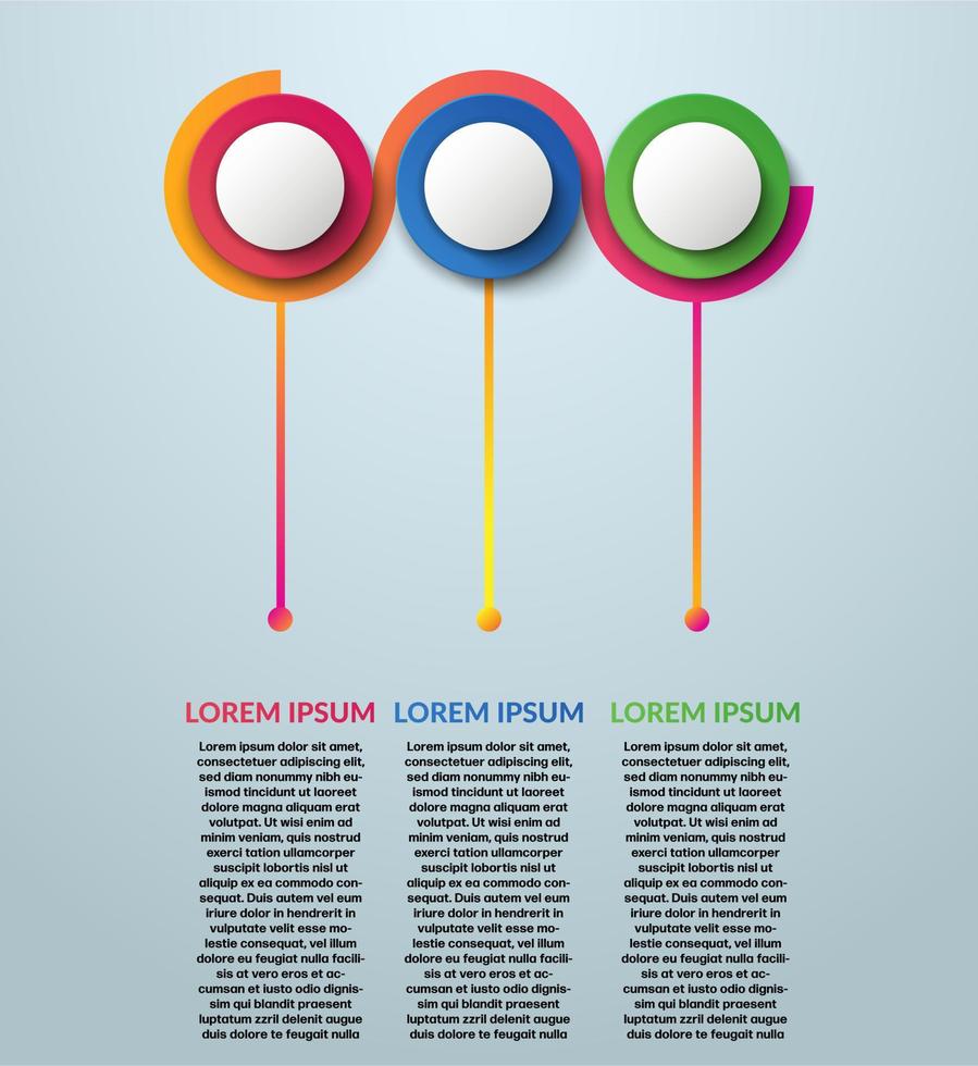 infografía de negocios. plantilla infográfica moderna. elementos de círculo creativo diseñados. concepto de negocio con 3 opciones, pasos y partes. plantilla de opciones de números de infografías abstractas. vector