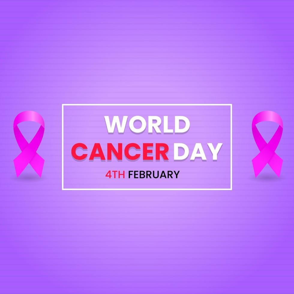 cancer day design template with pink ribbon and text. simple, modern and elegant style vector