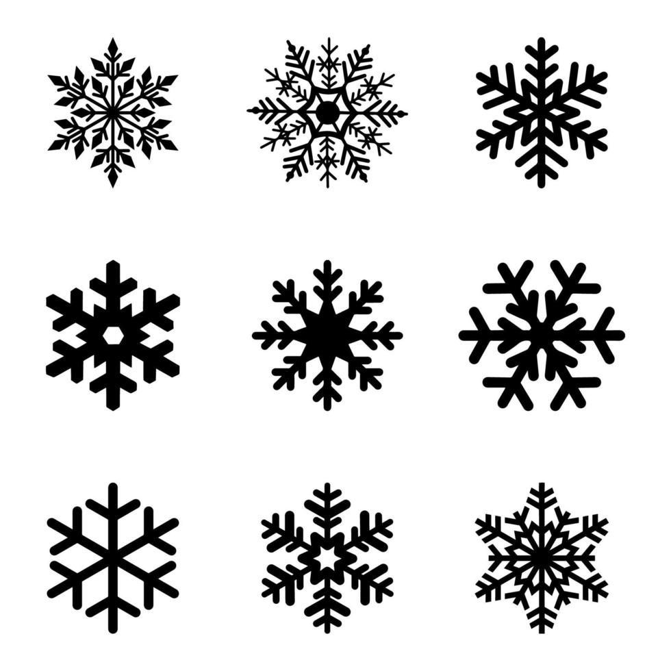 Snowflake icon set. Isolated vector ice snowflake.