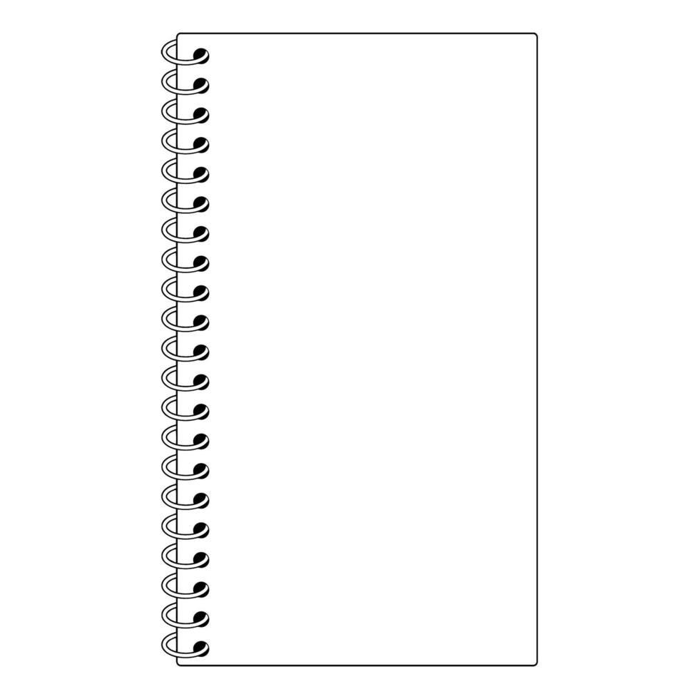 Simple spiral notebook template. Vector isolated notebook, worksheet, diary, textbook.