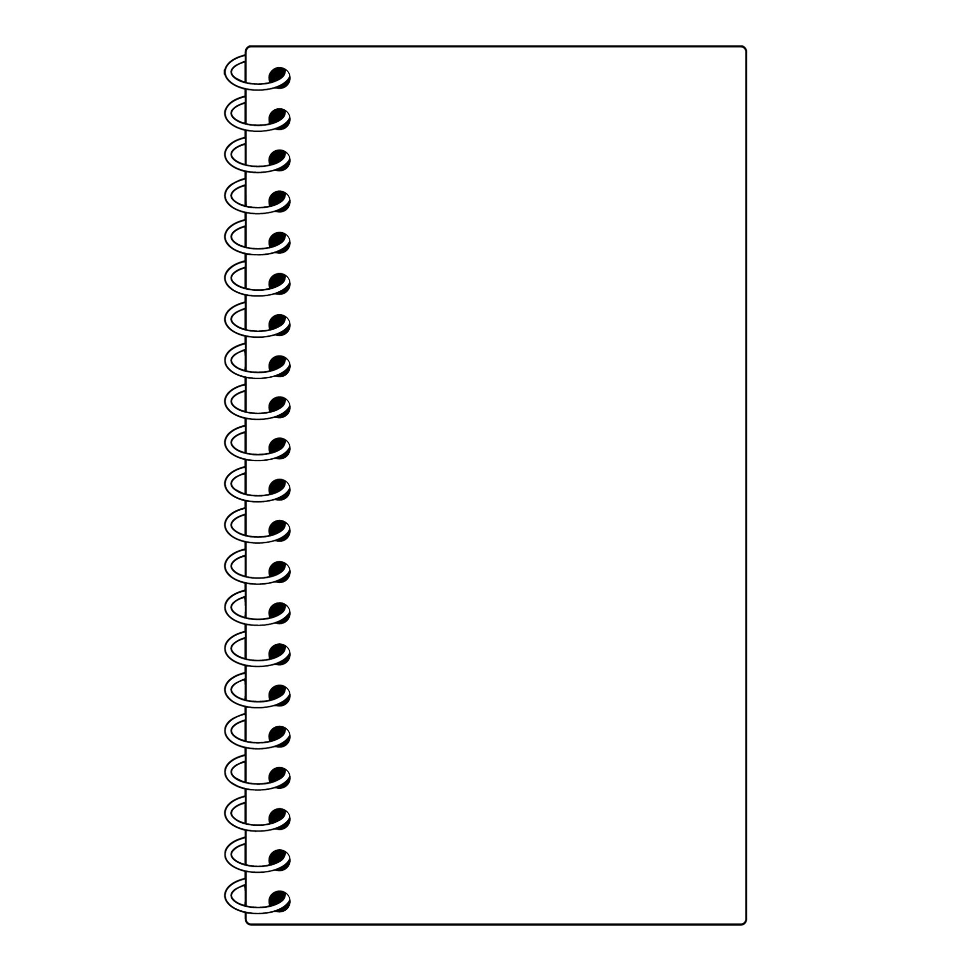 Simple spiral notebook template. Vector isolated notebook, worksheet