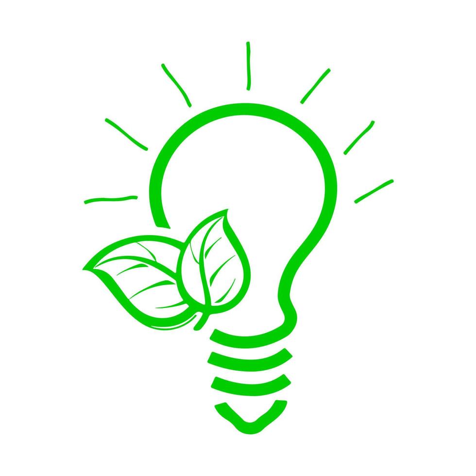 Green energy concept. Green lamp with leaves. vector