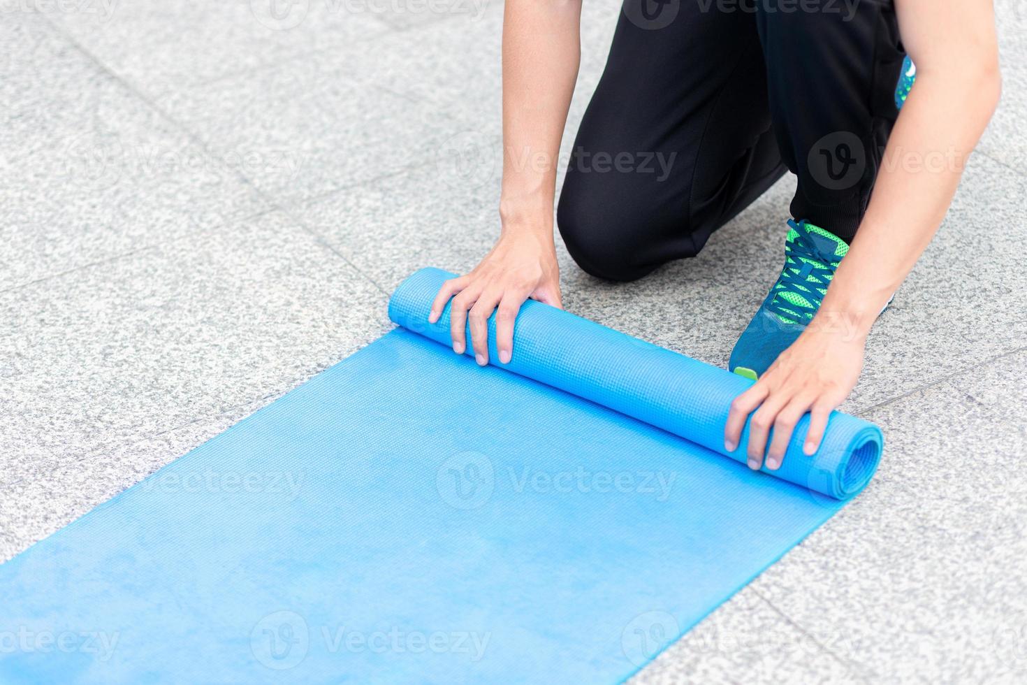 healthy man yoga exercise for relax health yoga class sport exercise with happy moment and balance fit bidy on yoga mat fitness photo