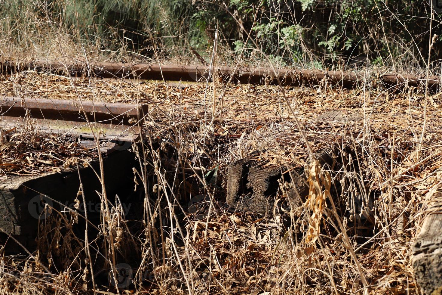 fragmentos del antiguo ferrocarril de haifa a damasco. foto