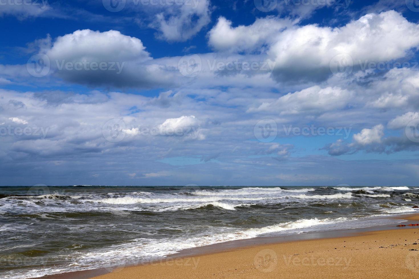 Rain clouds in the sky over the Mediterranean Sea in northern Israel. photo