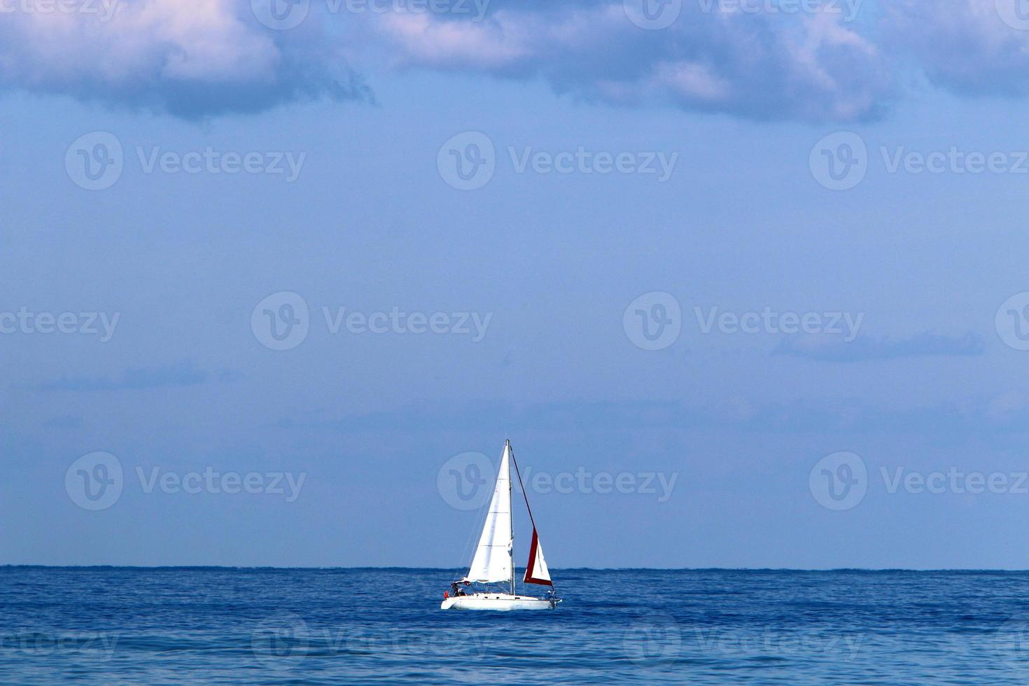 Rain clouds in the sky over the Mediterranean Sea in northern Israel. photo