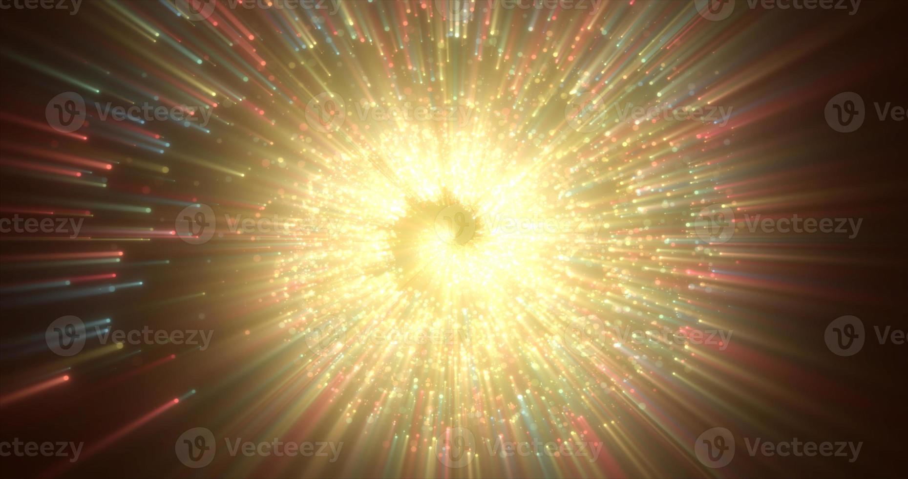 Abstract spiral tunnel of beautiful flying glowing magical particles bokeh energy orange fiery circles on a dark background. Abstract background photo
