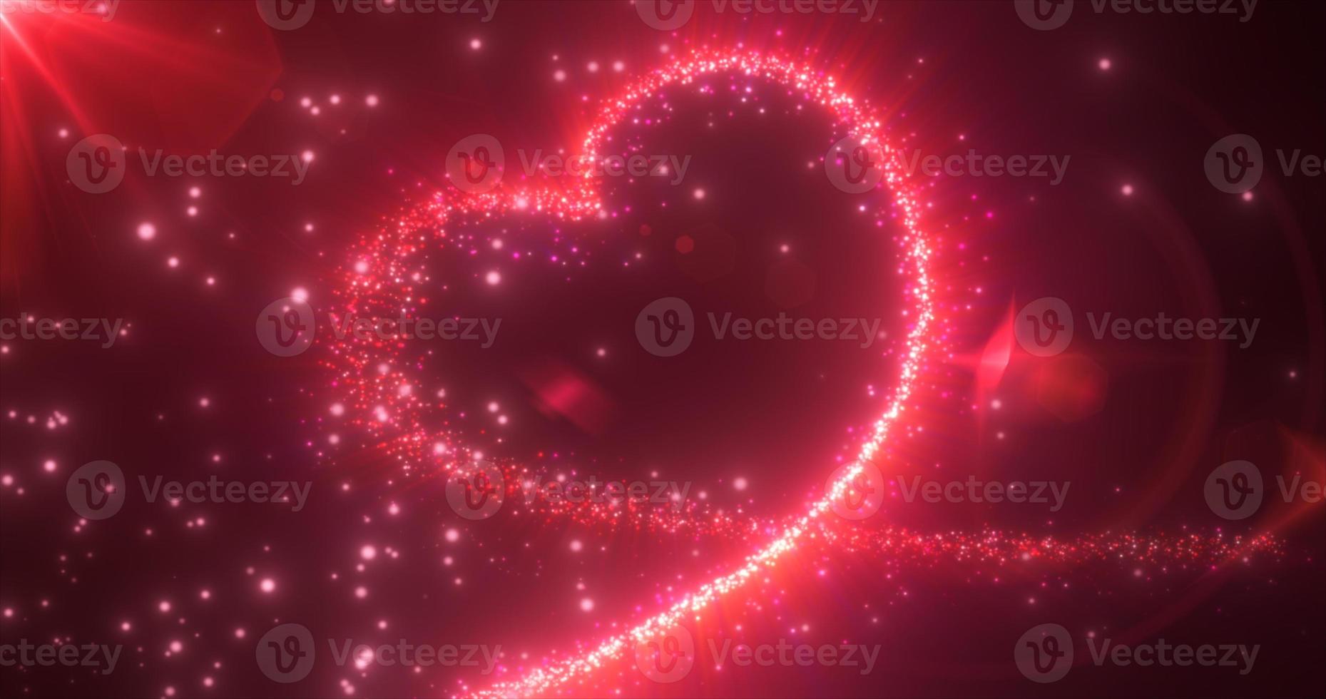 Abstract glowing festive heart love red from the lines of magical energy from particles on a dark background for Valentine's Day. Abstract background photo