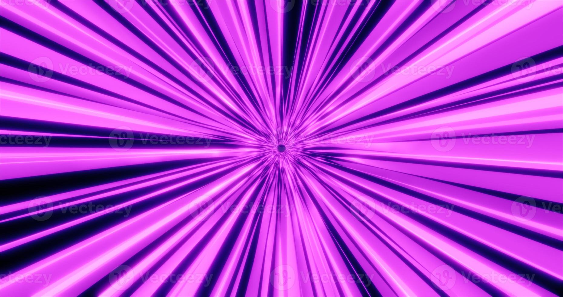 Abstract glowing purple futuristic energetic fast tunnel of lines and bands of magical energy in space. Abstract background photo