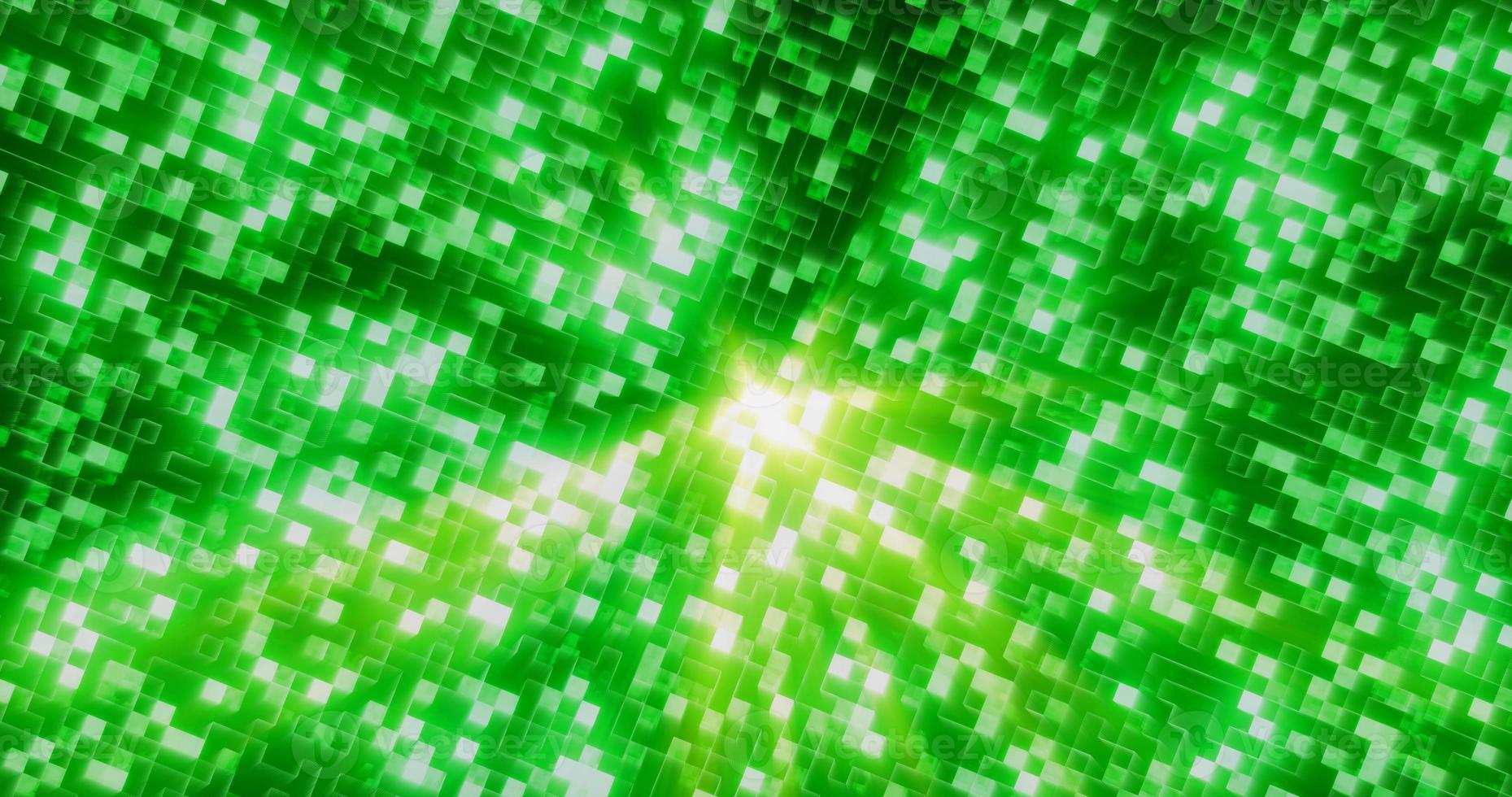 Abstract background of green shiny mirror iridescent squares and rectangles digital hi-tech photo