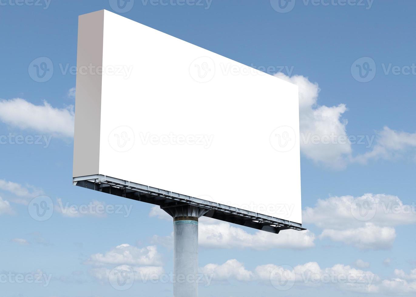 Outdoor billboard on blue sky background with clipping path photo