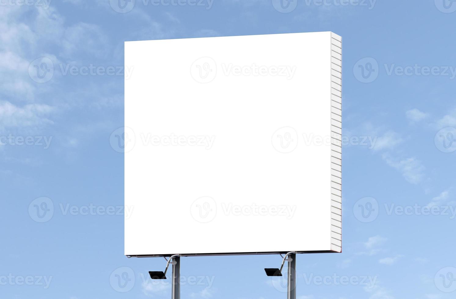 Outdoor billboard on blue sky background with white background mock up. clipping path photo