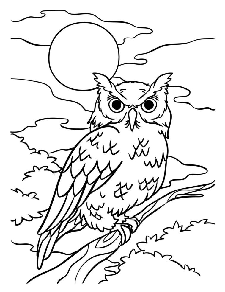 Owl Coloring Page for Kids vector