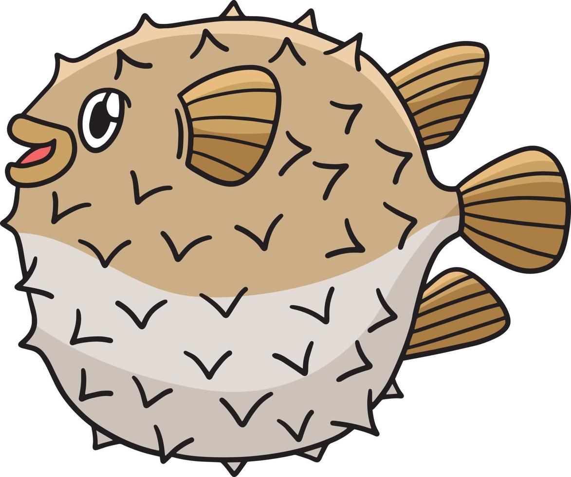 pez globo animal marino dibujos animados clipart coloreado vector