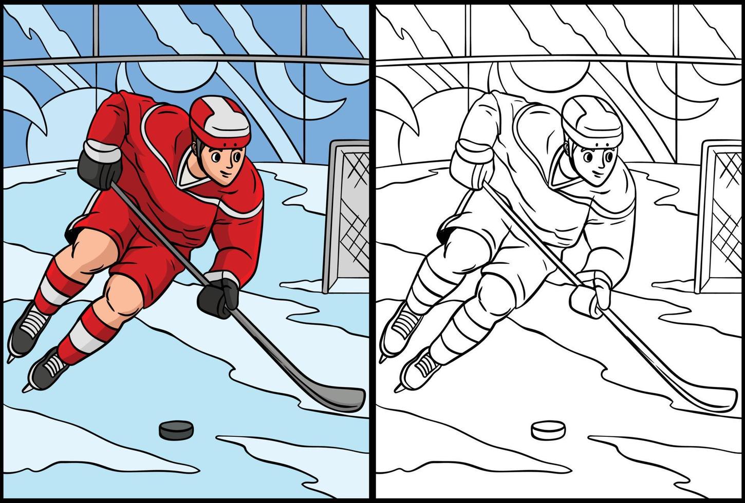 Ice hockey Coloring Page Colored Illustration 17022811 Vector Art at