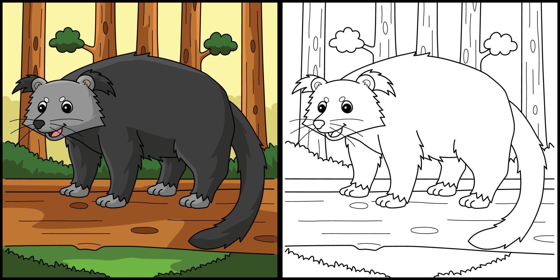 Binturong Animal Coloring Page Illustration vector