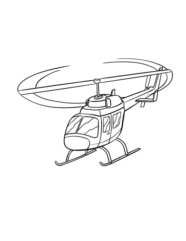 Helicopter Isolated Coloring Page for Kids vector