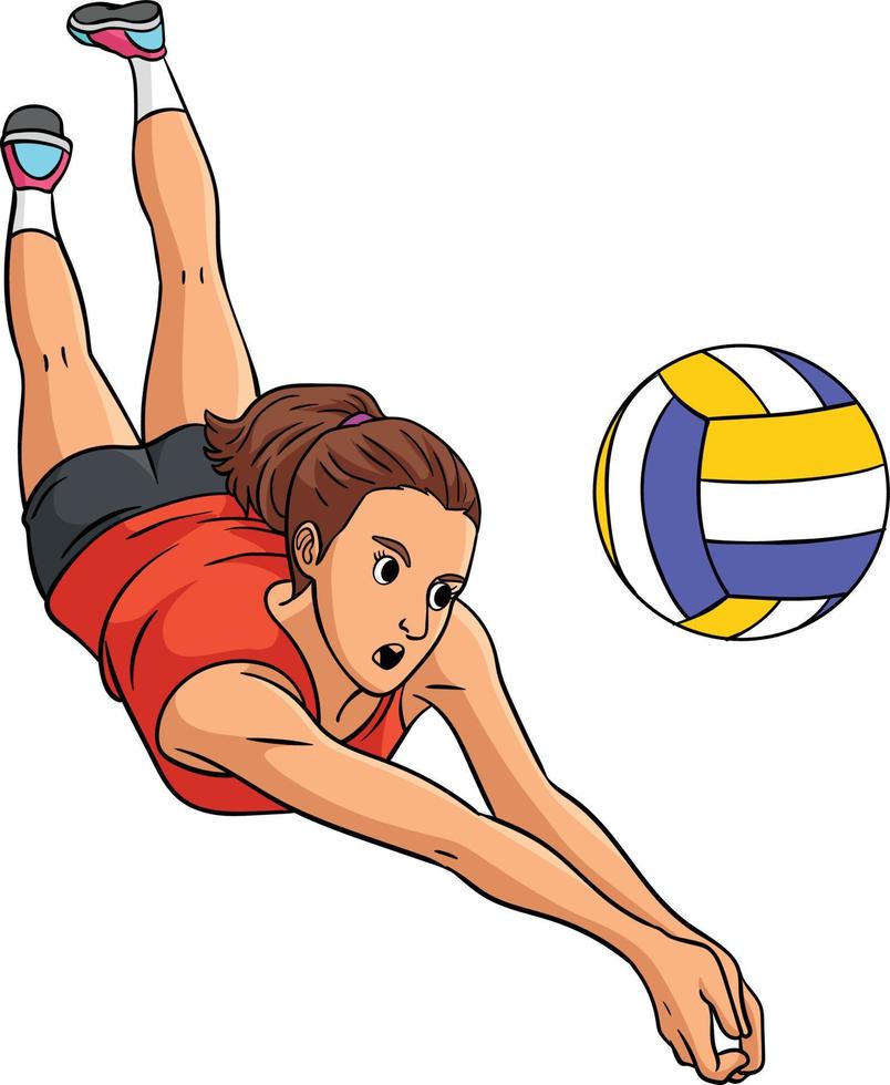 Volleyball Sports Cartoon Colored Clipart vector